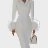 Dorthea | Πολυτελές Φτερωτό - Διακοσμημένο Μίντι Φόρεμα