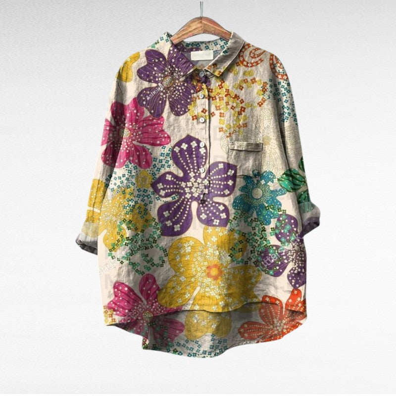 Ιωάννα Κλασικές Λουλουδένιες Μπλούζες