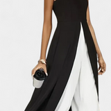 Alicia Κομψό Δίχρωμο Αμάνικο Σετ με Φαρδύ Παντελόνι