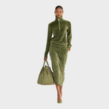 Jessie | Σετ Βελούδινο Τοπ με Στάντ Κολάρο και Φούστα με Λεοπάρ Σχέδιο