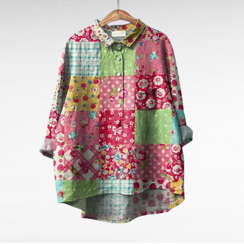 Ιωάννα Κλασικές Λουλουδένιες Μπλούζες