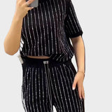 Vivien | Σετ Lounge Δύο Τεμαχίων με Glitter Ρίγες