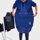 Marieta | Μοντέρνο Φόρεμα με Κουκούλα και Πάτσα