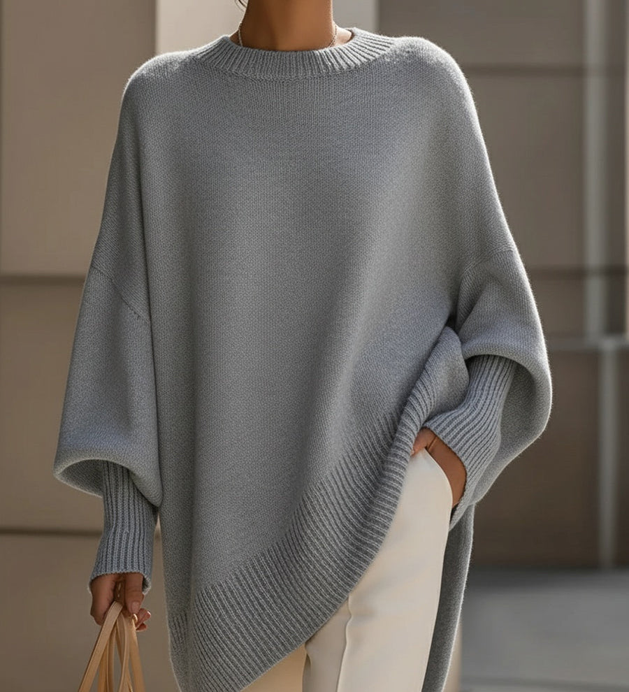 Πλεκτό Πόντσο Πουλόβερ σε Φαρδιά Γραμμή