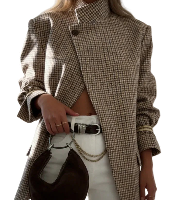 Shiori - Vintage Καρό Σακάκι με Δομή (Vintage Plaid Structured Blazer)