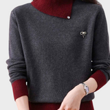 Solvej | Κλασικό Πλεκτό Πουλόβερ με Υψηλό Λαιμό και Αντίθετα Πάνελ