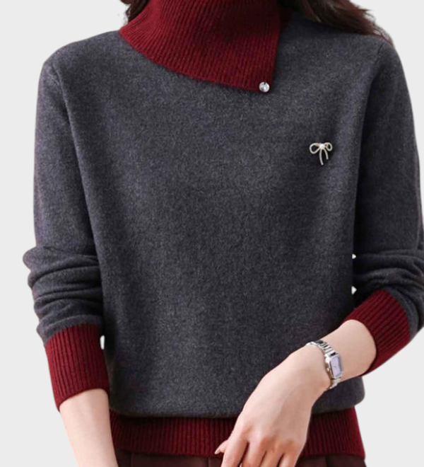 Solvej | Κλασικό Πλεκτό Πουλόβερ με Υψηλό Λαιμό και Αντίθετα Πάνελ