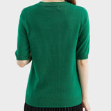 Eureka | 100% Μαλλί Μερινός Μπλούζα Crewneck Μισό Μανίκι