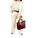 Frilla - Κομψό Σετ 3 Τεμαχίων με Μακριά Ζακέτα, Τοπ και Παντελόνι (Elegant 3-Piece Set Including Long Cardigan, Top, and Pants)