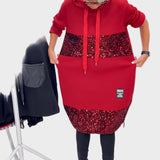 Marieta | Μοντέρνο Φόρεμα με Κουκούλα και Πάτσα