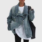 Ιάσμη – Γυναικείο Τζιν Μπουφάν με Χαλαρή Εφαρμογή