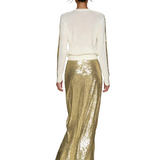 Maya - Γυναικείο Μοντέρνο Casual Σετ με Πλεκτό Τοπ με Στρογγυλή Λαιμόκοψη και Μακριά Φούστα με Πούλιες (Women's Fashionable Casual Round Neck Knitted Top With Sequined Long Skirt Suit)