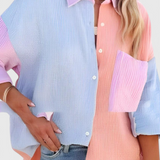 Μπλούζα Juniper με Κουμπιά και Σχέδιο Color Block