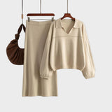 Aster - Σετ Coord από μαλλί Premium - Πουλόβερ με φούστα (Premium Woolen Coord Set - Sweater with Skirt)