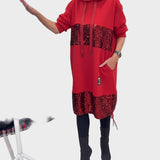 Marieta | Μοντέρνο Φόρεμα με Κουκούλα και Πάτσα