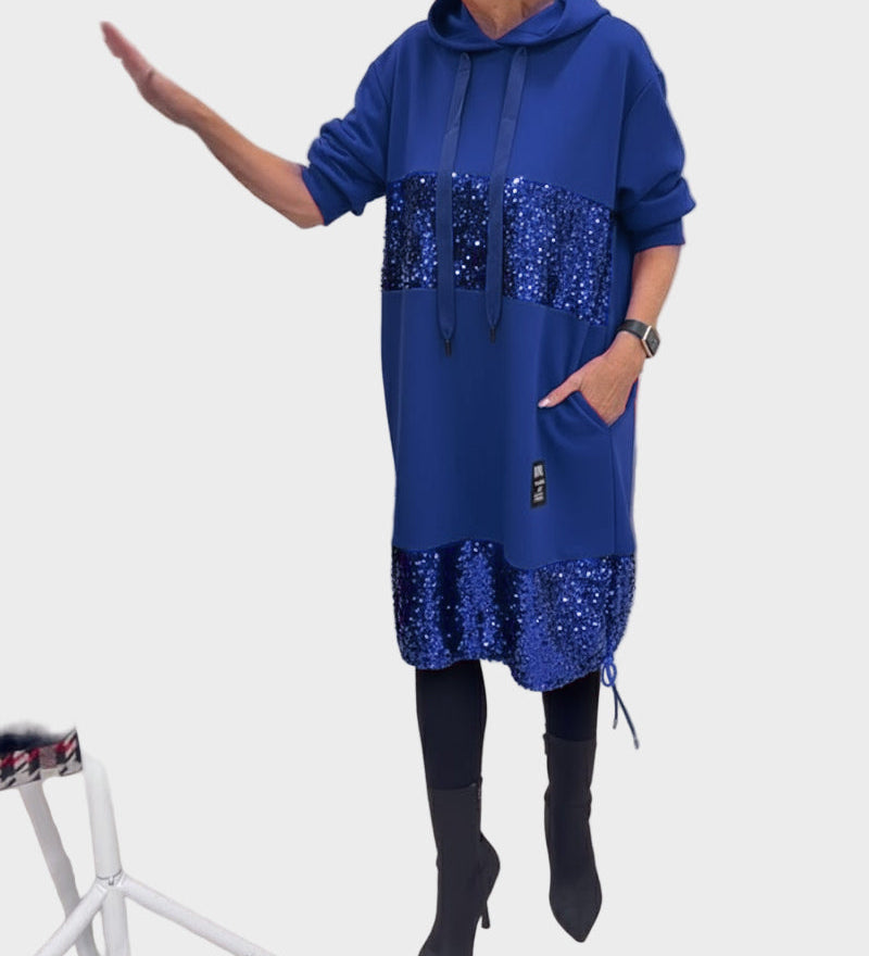 Marieta | Μοντέρνο Φόρεμα με Κουκούλα και Πάτσα