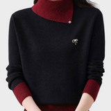 Solvej | Κλασικό Πλεκτό Πουλόβερ με Υψηλό Λαιμό και Αντίθετα Πάνελ