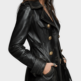 Helga | Vintage Μαύρο Διπλό Μπουφάν από Συνθετικό Δέρμα