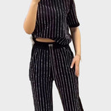 Vivien | Σετ Lounge Δύο Τεμαχίων με Glitter Ρίγες