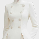 Vinira | Κομψό Σταυρωτό Φόρεμα-Παλτό σε Γραμμή Α με Κλος Τελείωμα