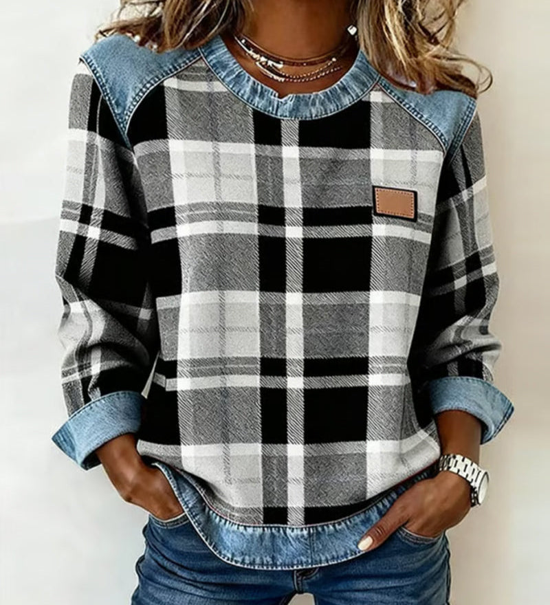 Ivy | Φούτερ με καρό μπαλώματα