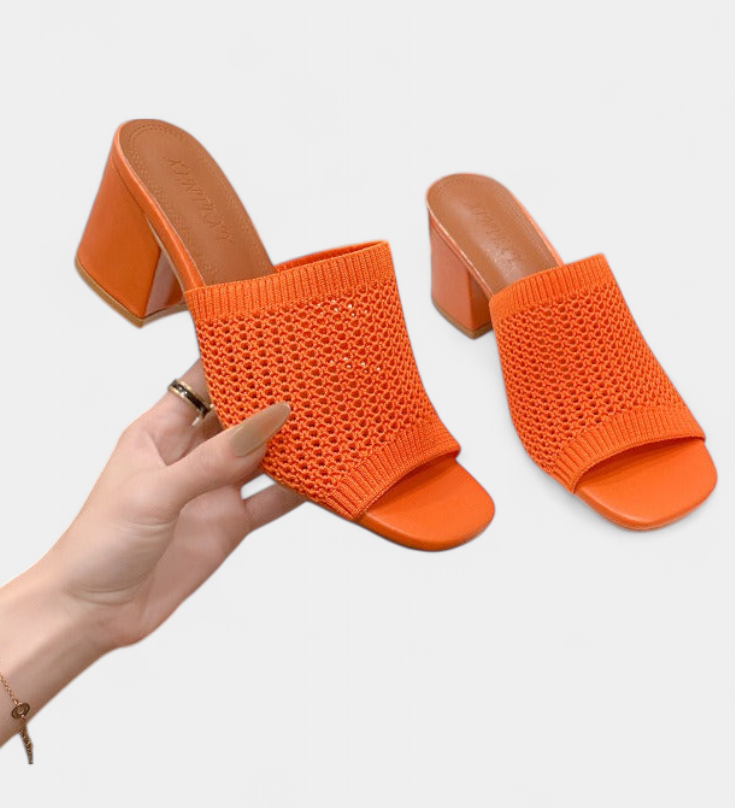 Christy Σανδάλια με τετράγωνο δικτυωτό τακούνι