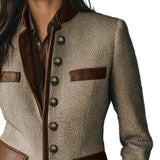 Clarine – Κλασικό Σακάκι με Όρθιο Γιακά και Κουμπιά (Classic Stand-Collar Button Blazer Coat)