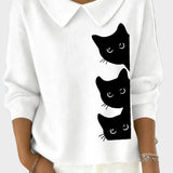 Leslie | Γυναικείο Τοπ με Αστείο Σχέδιο Γάτας για Λάτρεις της Γάτας και Γιακά Baby Doll