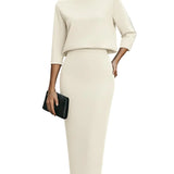 Nina - Σετ Τοπ με Λαιμόκοψη Boat και Μίντι Φούστα (Boat Neck Top And Midi Skirt Set)