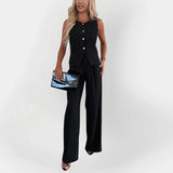 Μελπομένη - Κομψό σετ παντελονιού με αμάνικο τοπ