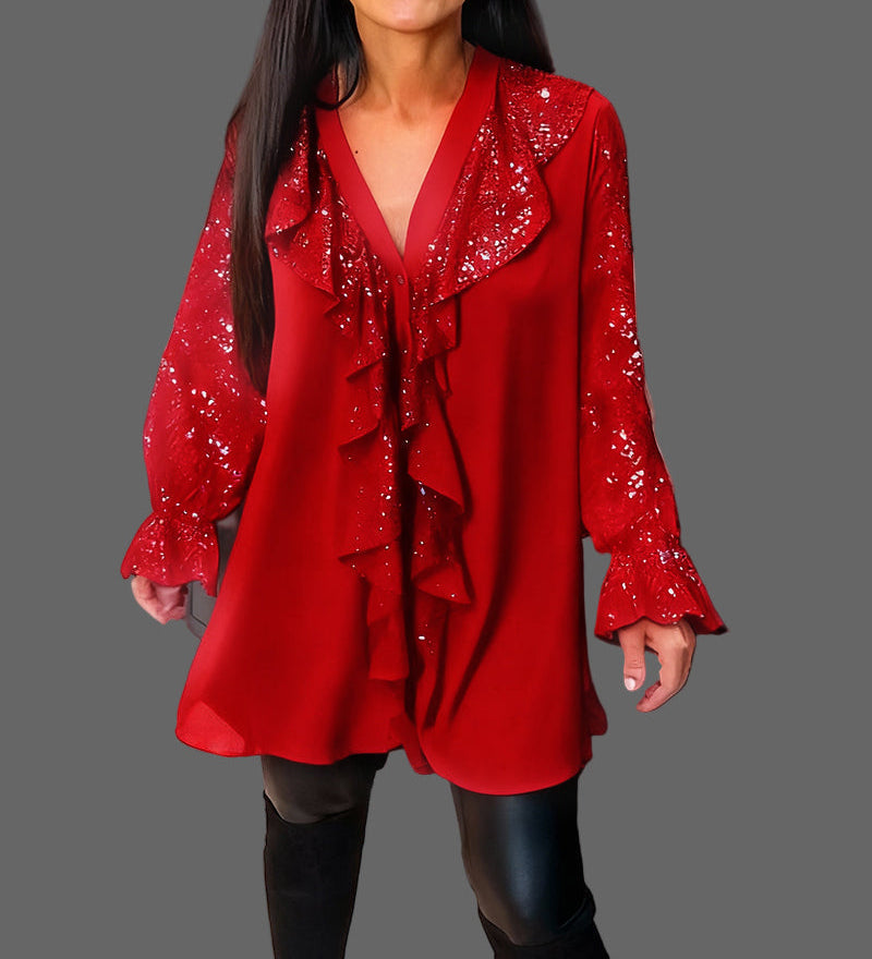 χαλαρά μπλουζάκια μονόχρωμα με βολάν