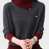 Solvej | Κλασικό Πλεκτό Πουλόβερ με Υψηλό Λαιμό και Αντίθετα Πάνελ