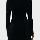 Naia | Ρετρό Μαύρο Βελούδο Διακοσμημένο Με Δαντέλα Μίνι Φόρεμα
