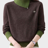 Solvej | Κλασικό Πλεκτό Πουλόβερ με Υψηλό Λαιμό και Αντίθετα Πάνελ