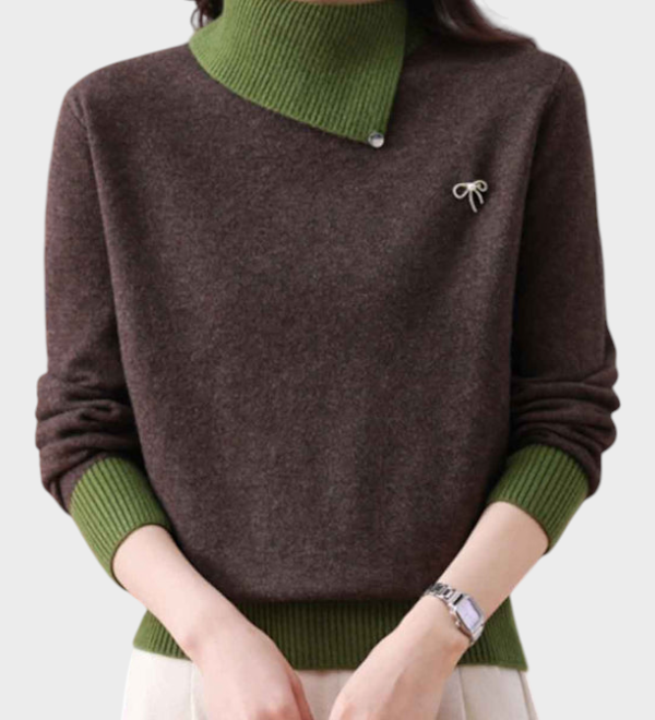 Solvej | Κλασικό Πλεκτό Πουλόβερ με Υψηλό Λαιμό και Αντίθετα Πάνελ