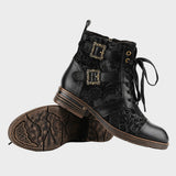 Cerila | Διαχρονικά Κομψά Φλατ Μποτάκια με Φλοράλ Σχέδιο και Κορδόνια