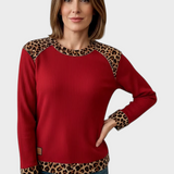 Cindy | Γυναικείο Casual Φούτερ με Λεοπάρ Μοτίβο - Κόκκινο / S