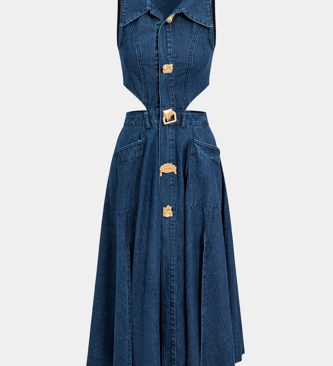 Alia Αμάνικο Τζιν Φόρεμα με Κόψιμο