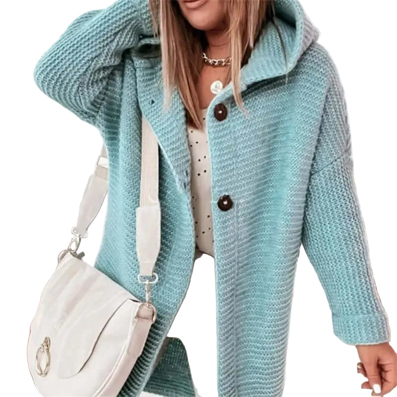 Lin - Γυναικεία Πολυτελής Πλεκτή Ζακέτα με Κουκούλα (Women’s Luxury Hooded Sweater Cardigan)