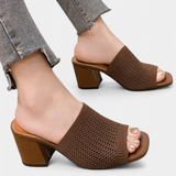 Christy Σανδάλια με τετράγωνο δικτυωτό τακούνι