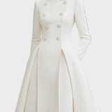 Vinira | Κομψό Σταυρωτό Φόρεμα-Παλτό σε Γραμμή Α με Κλος Τελείωμα