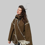 Cora Μεγάλο Μάλλινο Μπουφάν με Κασκόλ