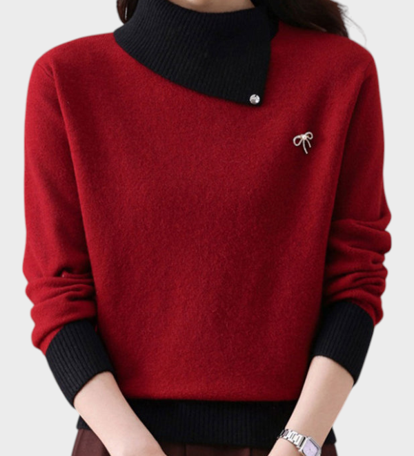 Solvej | Κλασικό Πλεκτό Πουλόβερ με Υψηλό Λαιμό και Αντίθετα Πάνελ