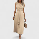 Πηνελόπη - Αέρινο μάξι φόρεμα χωρίς μανίκια με κολακευτικό στρογγυλό ντεκολτέ