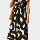 Asela Casual Φόρεμα με Λαιμόκοψη V και Μοτίβο Mixi