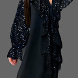 χαλαρά μπλουζάκια μονόχρωμα με βολάν