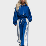 Tiana | Ρετρό Αθλητικό Σετ με Φούτερ και Ριγέ Παντελόνα με Φαρδιά Μπατζάκια