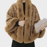 Emmalee | Γυναικείο κομψό σάλι με στρας από συνθετική γούνα