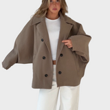 Μπουφάν φαρδιάς γραμμής σε χρώμα κανέλας