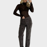 Celeste | Τζιν με Στραight Leg και Λάμψη με Ρινόστον σε Σοκολάτα